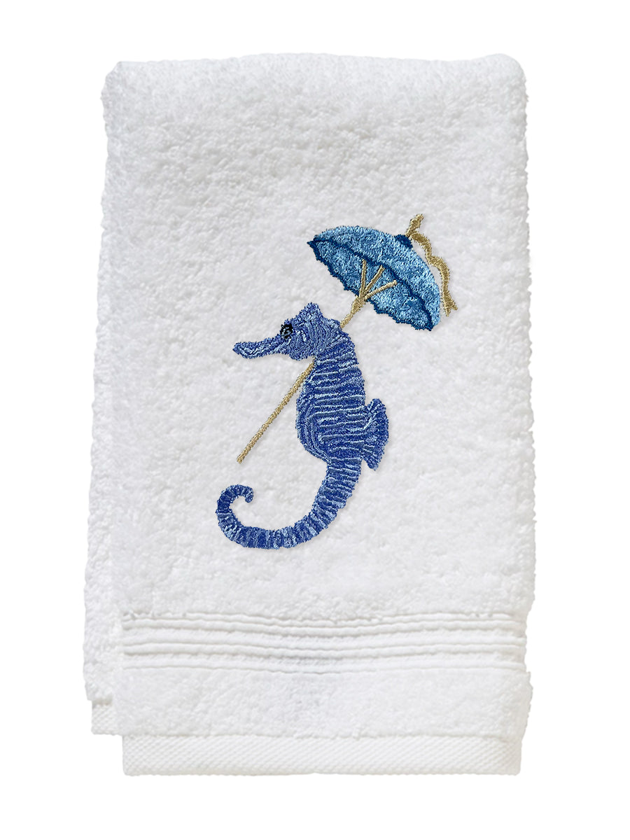 Guest Towel, Terry, Umbrella Seahorse - Living Jacaranda