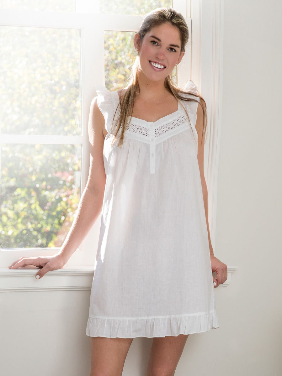 April Nightgown Cotton White - Nightgowns Jacaranda Living