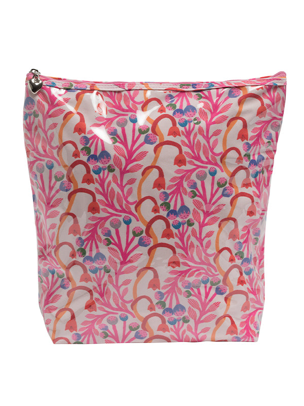 Brush Bag- Vinyl Covered Top Zipper - Strawberry Vine – Jacaranda Living