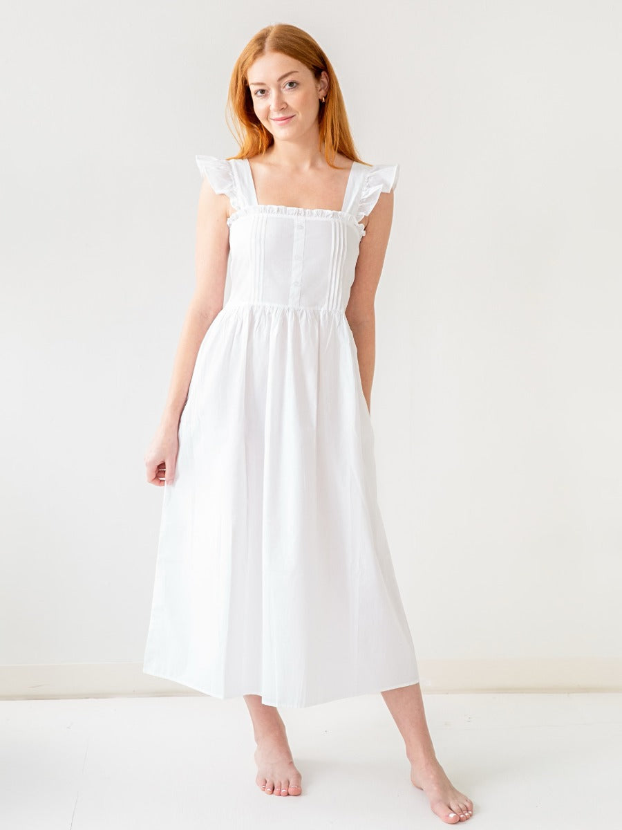 Mandi White Cotton Nightgown