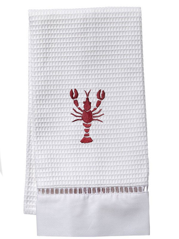 Lobster Red & Navy Waffle Weave Kitchen Towel - Napkins2go