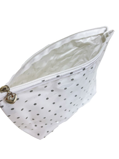 Cosmetic Bag, Cotton/Waterproof PVC (Medium) - Polka Dot