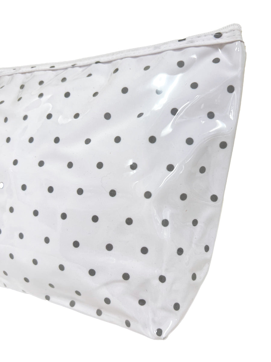 Cosmetic Bag, Cotton/Waterproof PVC (Medium) - Polka Dot