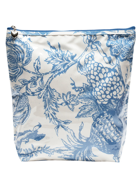 Cosmetic Bag (Large), Pineapple Garden (Blue)