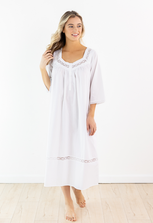 Victoria White Cotton Nightgown – Jacaranda Living