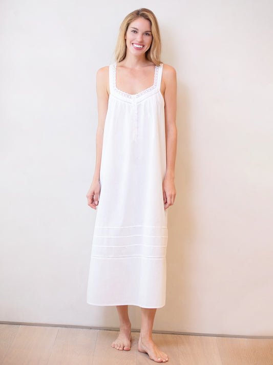 Hazel White Cotton Nightgown *New Style*