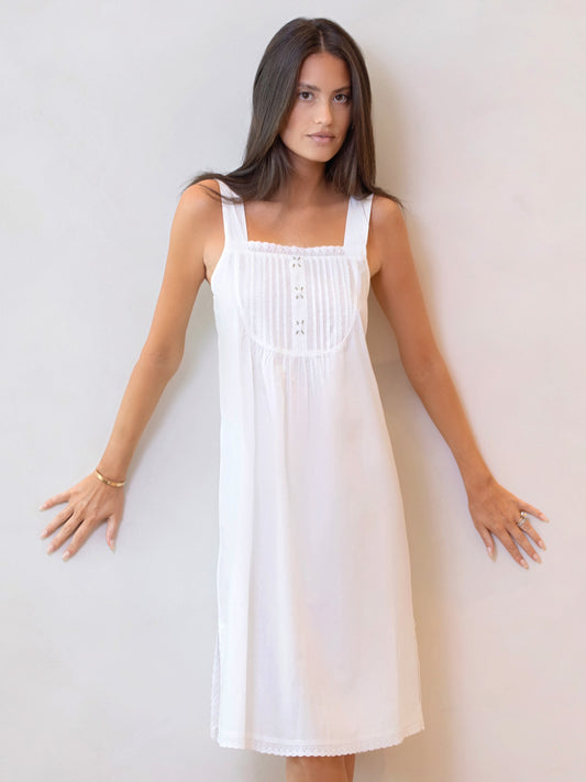 Everly White Cotton Nightgown