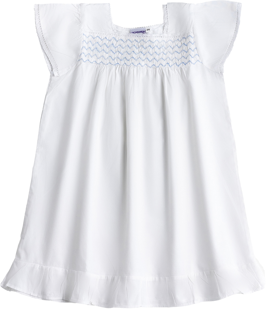 Amelia White Cotton Dress, Smocked