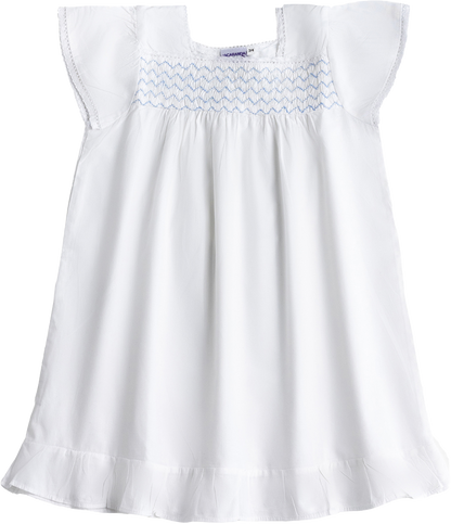 Amelia White Cotton Dress, Smocked