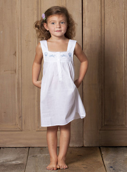 Seaside White Cotton Dress, Embroidered