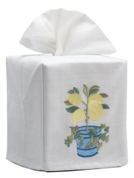 Tissue Box Cover, Lemons & Ivy (Yellow)