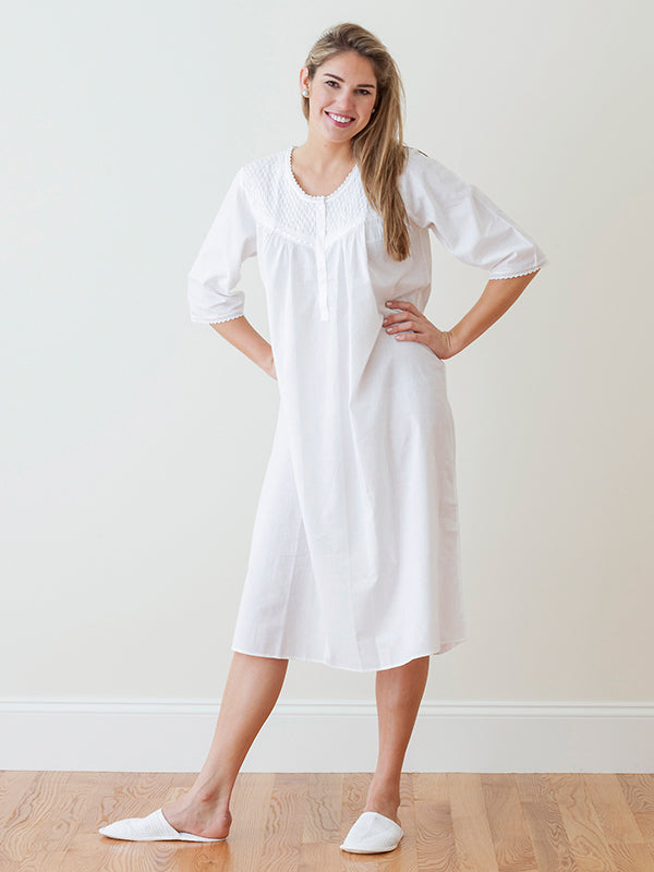 White cotton nightgown plus size hot sale