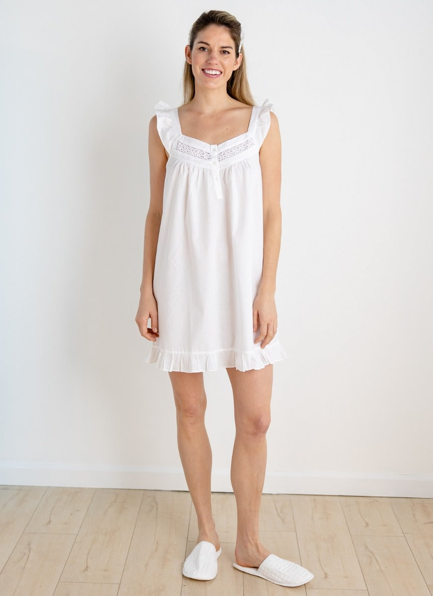 Nightgowns - Jacaranda Nightgown White April Living, Cotton