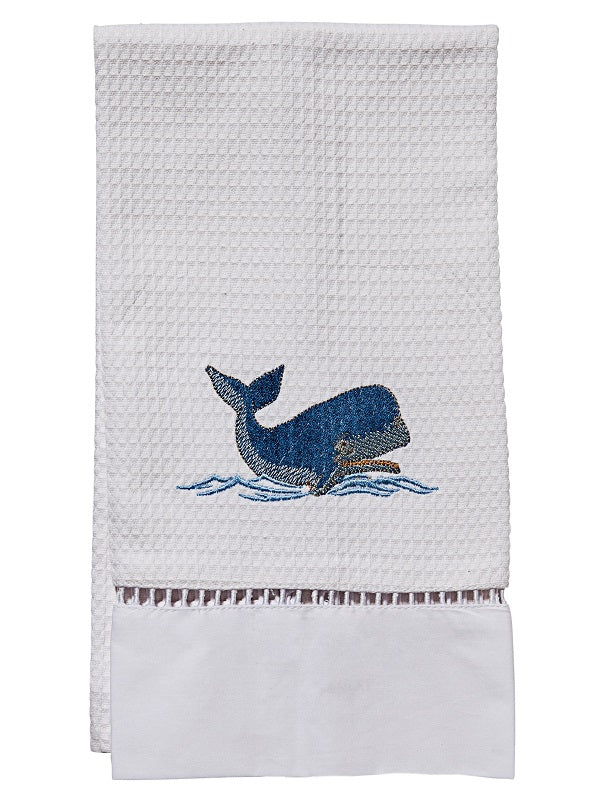 Guest Towel, Waffle Weave, Nantucket Whale (Navy)