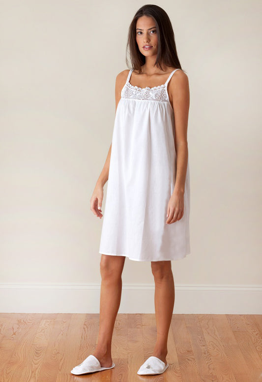 100% Cotton Nightgown Pretty Victorian Style White Cotton Voile