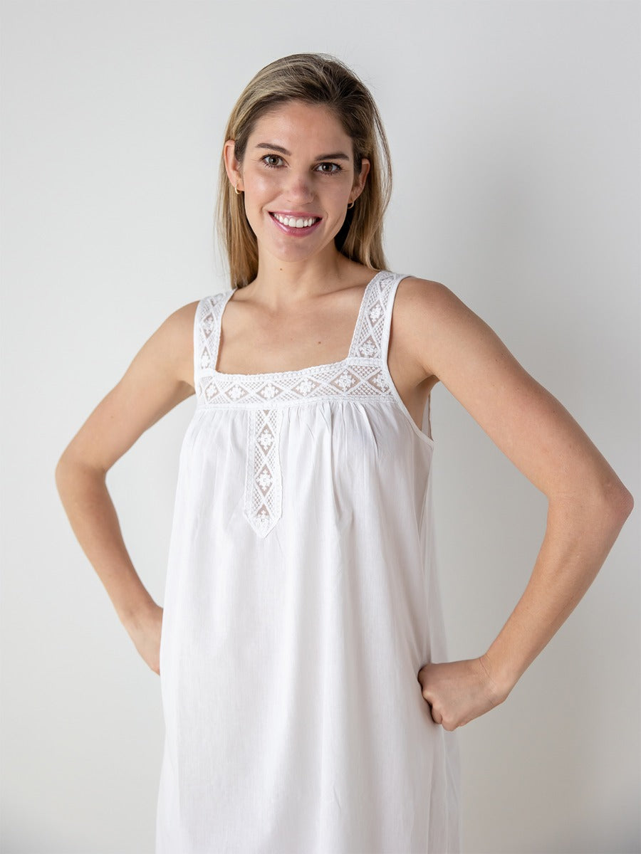 Louise White Cotton Nightgown El351 – Jacaranda Living