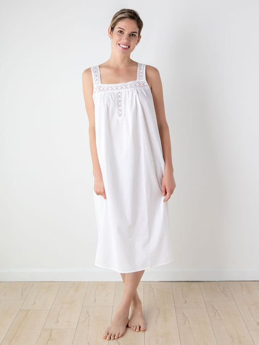 Louise White Cotton Nightgown